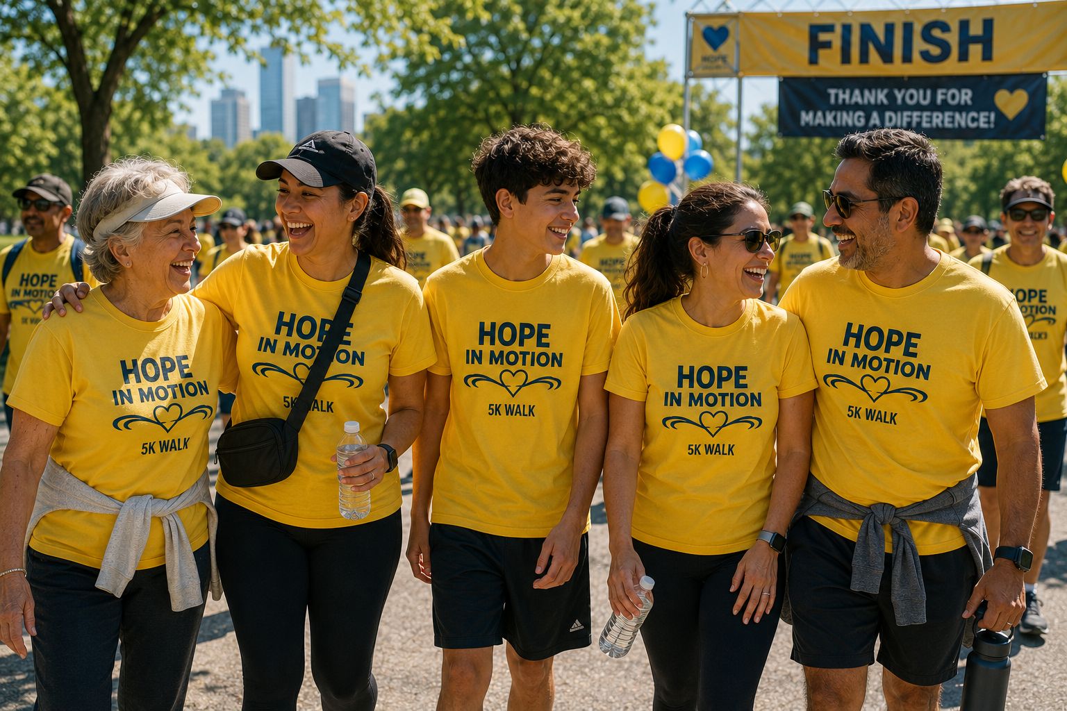Volunteers in matching custom event tees